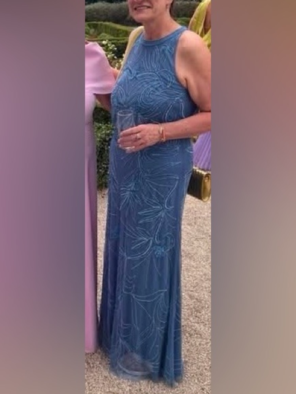 Adrianna Papell Dusty Blue Beaded Maxi Dress - Picture 9 of 9